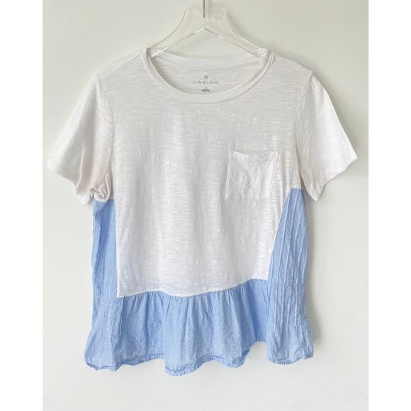 CASLON POCKET T-SHIRT WITH CONTRAST PEPLUM SIZE XS - Picture 1 of 7